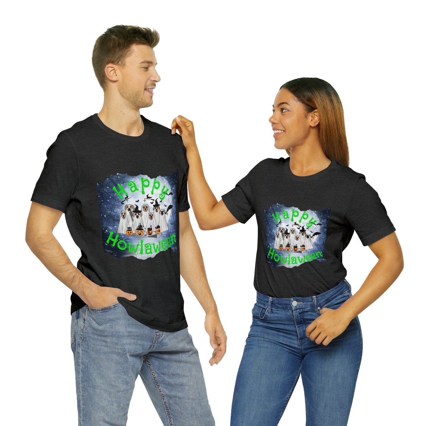 Happy Howlaween Dog Green Short Sleeve Tee, Halloween shirt