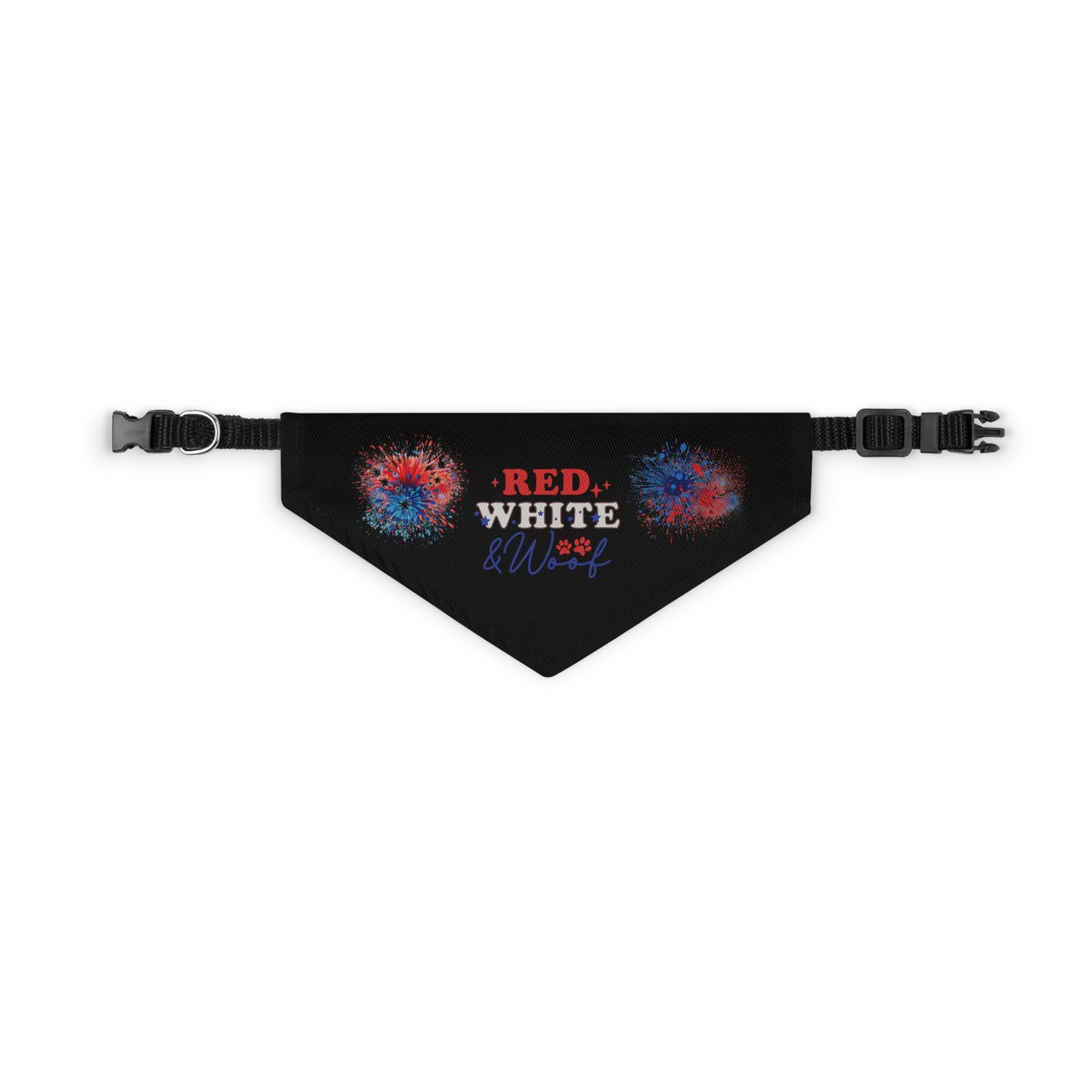 Black 4th of July Patriotic Pet Bandana Collar Red White and Woof