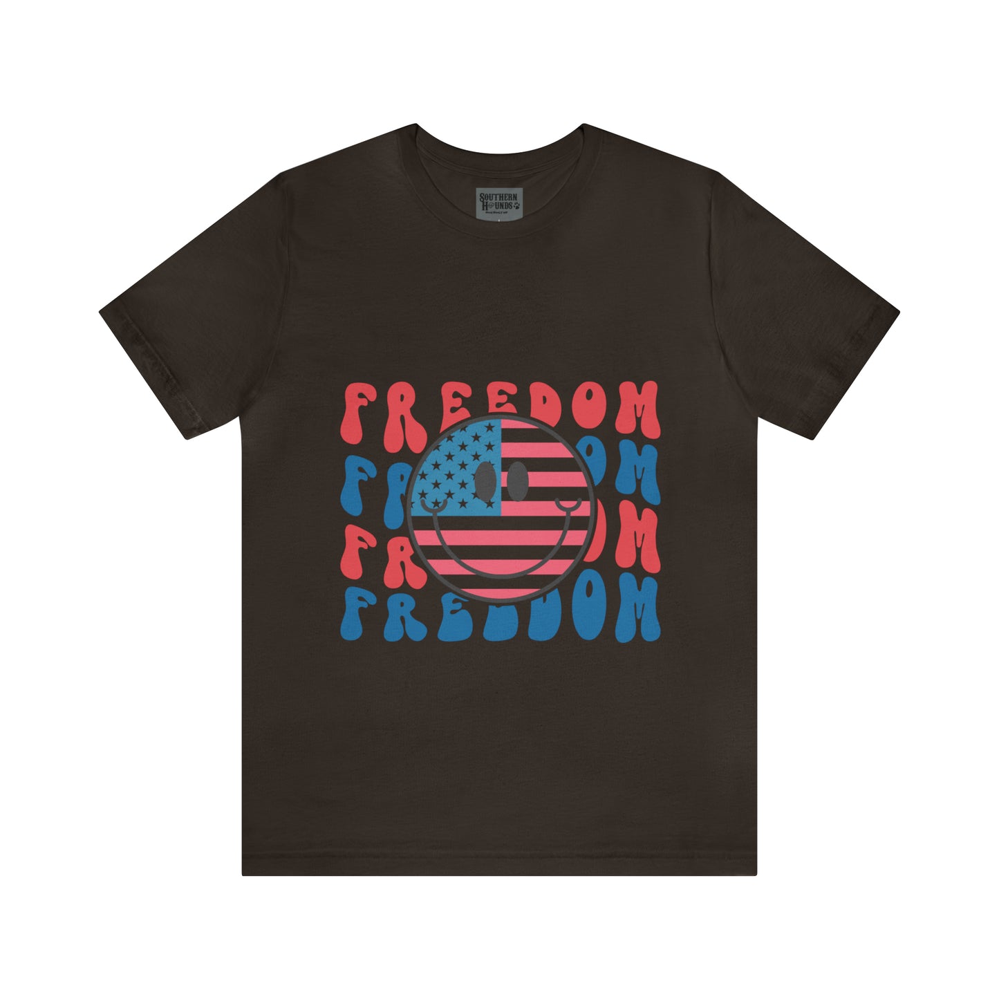 Freedom Smiley Face Flag Unisex Jersey Short Sleeve Tee Patriotic American Flag