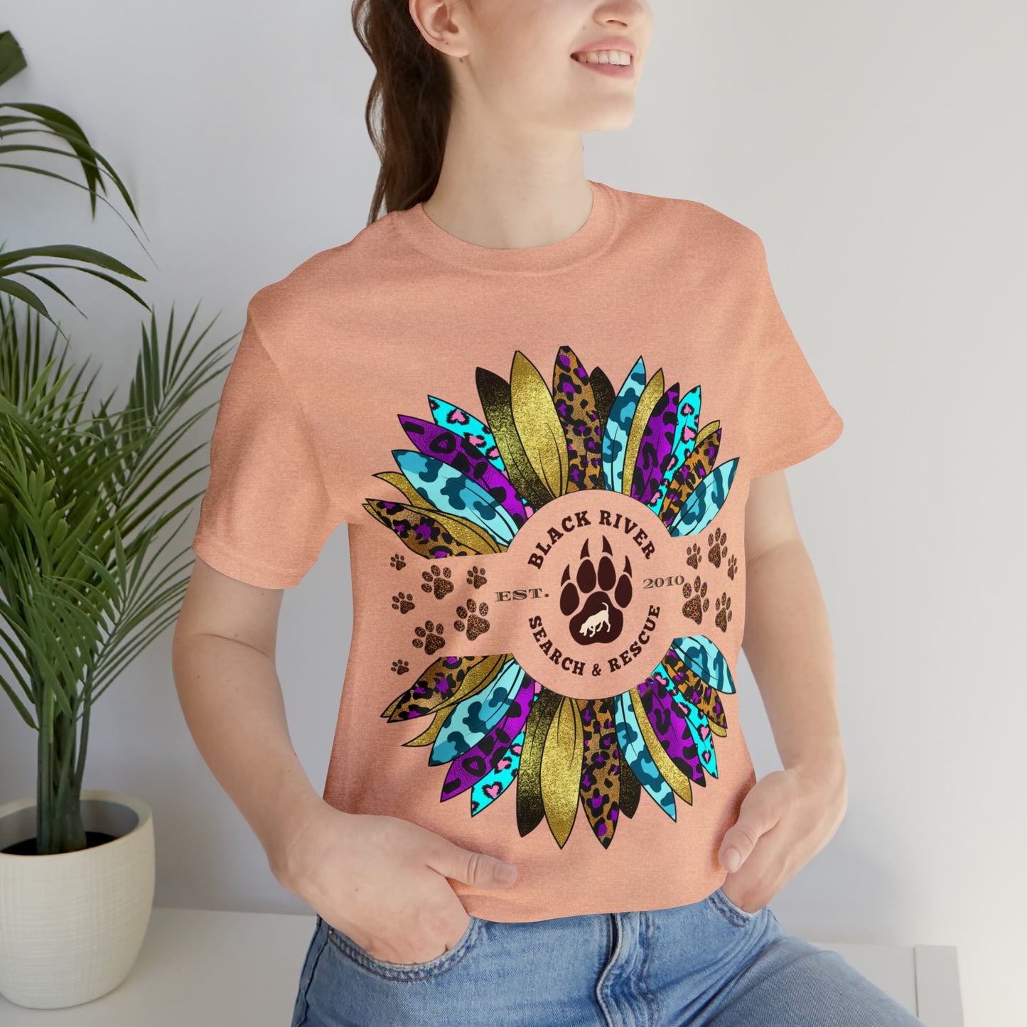 Black River Search & Rescue Logo Multicolor Sunflower Unisex Jersey Short Sleeve Tee