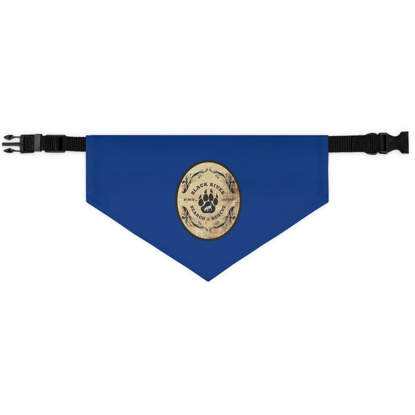 Blue Black River Search & Rescue Logo Pet Bandana Collar