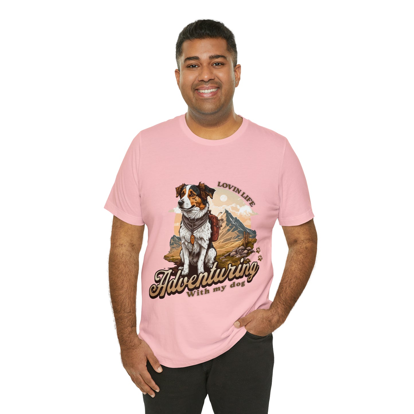 Adventuring with my Dog Short Sleeve Tee, Vintage Outdoor theme