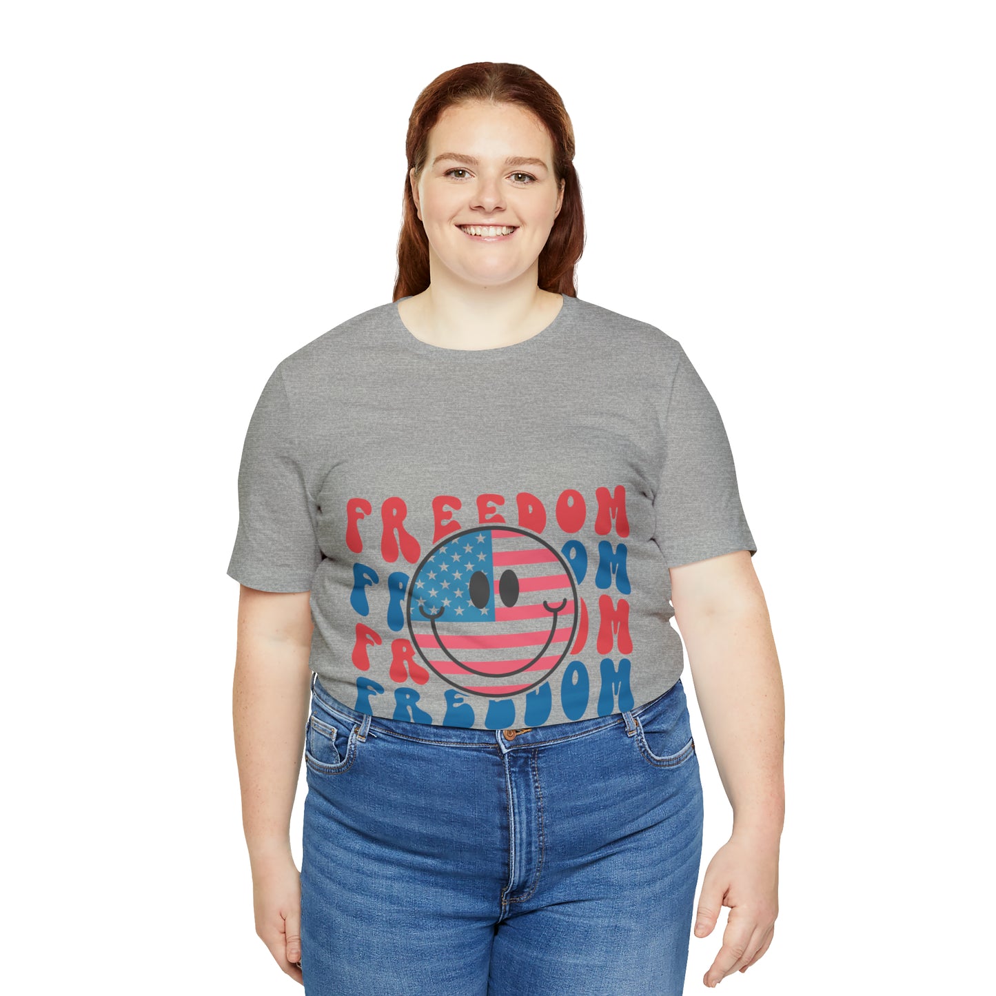Freedom Smiley Face Flag Unisex Jersey Short Sleeve Tee Patriotic American Flag