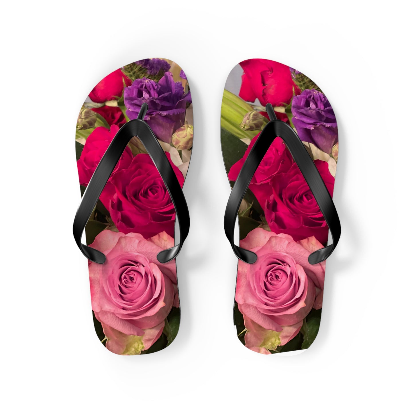 Flip Flops, roses, flowers, red, pink, purple