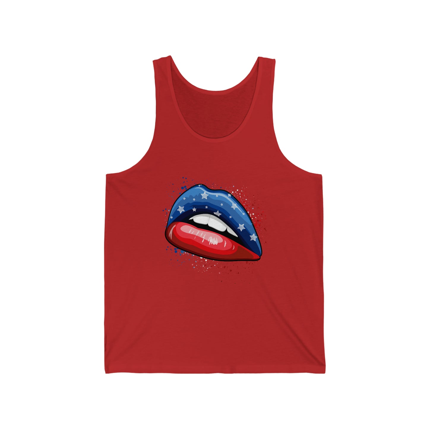 4th of July Flag Lips Unisex Jersey Tank Patriotic Retro