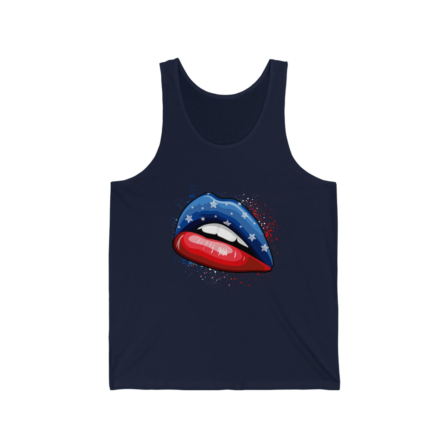 4th of July Flag Lips Unisex Jersey Tank Patriotic Retro