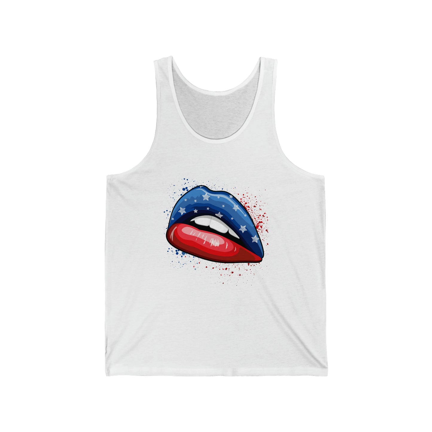 4th of July Flag Lips Unisex Jersey Tank Patriotic Retro