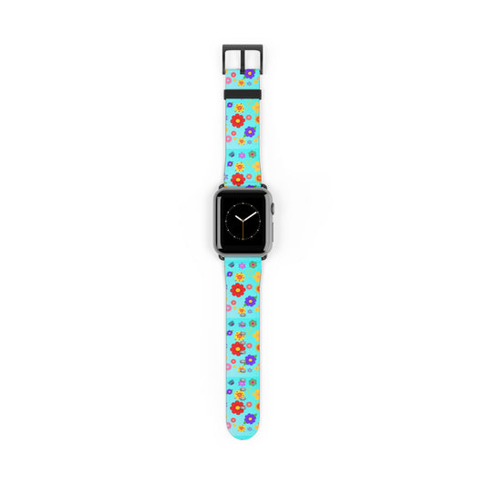Retro Floral Turquoise Apple Watch Band