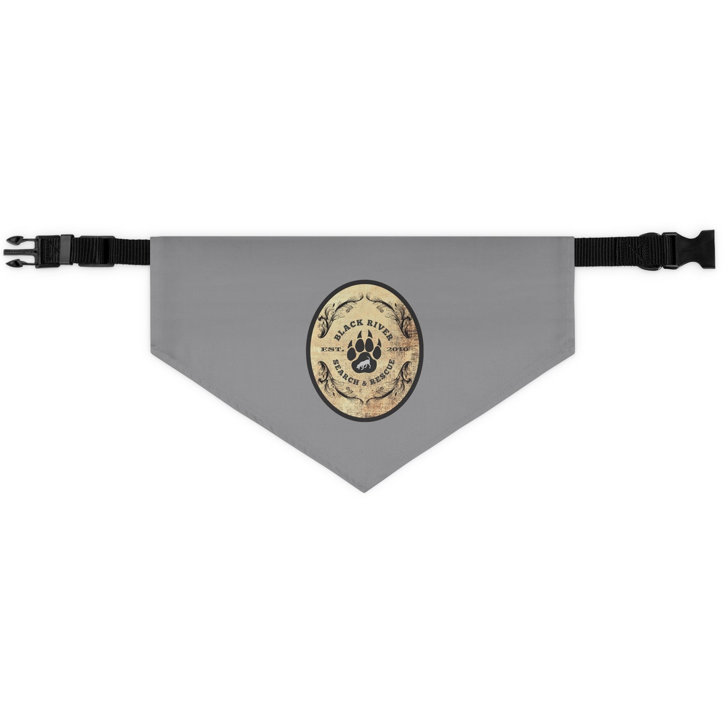 Grey Black River Search & Rescue Logo Pet Bandana Collar