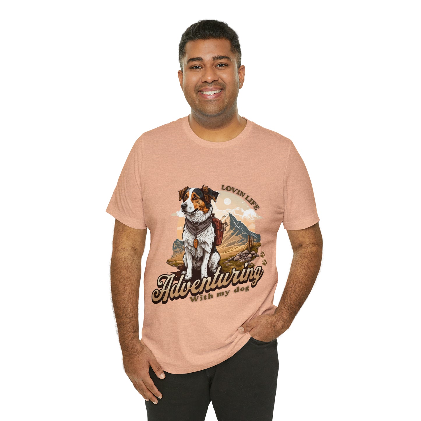 Adventuring with my Dog Short Sleeve Tee, Vintage Outdoor theme