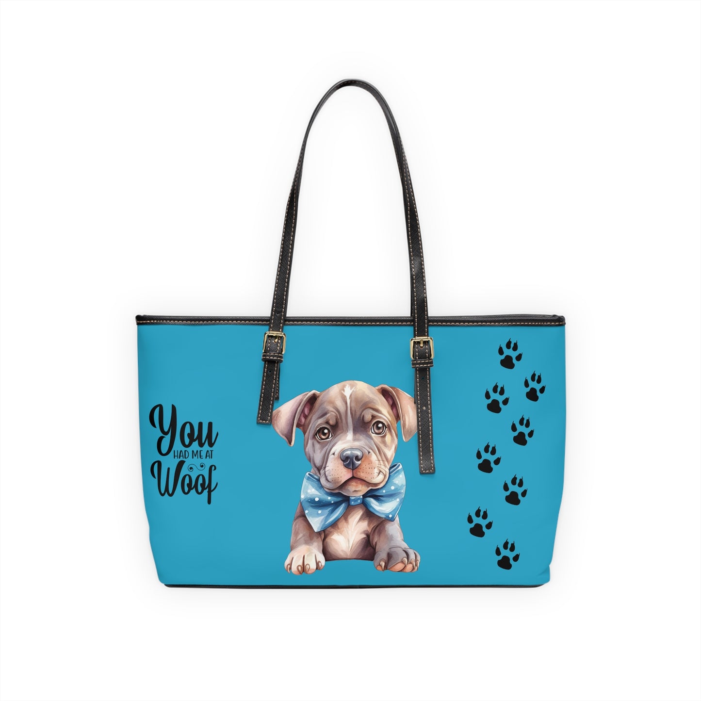 Turquoise Pitbull Leather Shoulder Bag You had me at Woof Stay Pawsitive