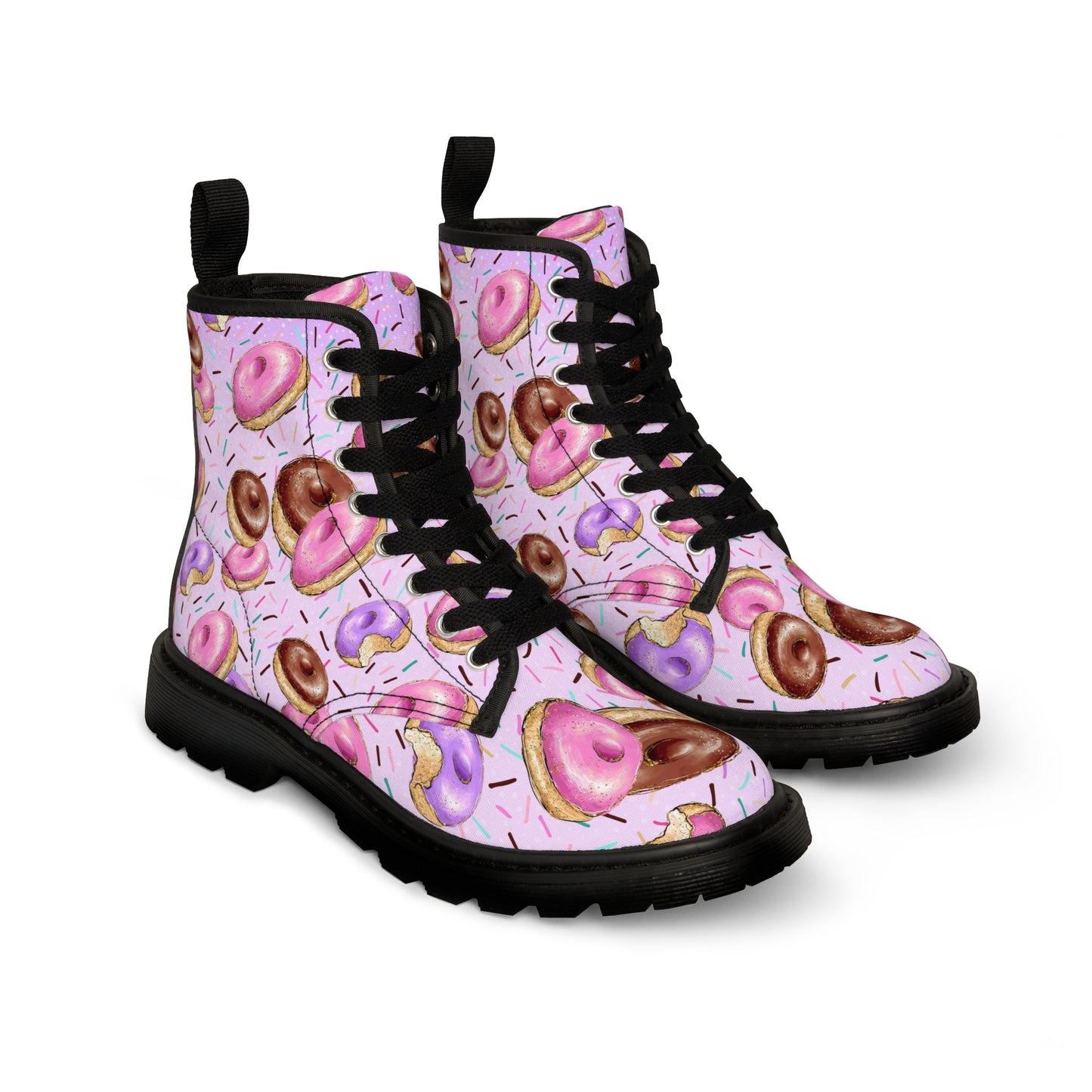 Donut Pink Women's Canvas Boots