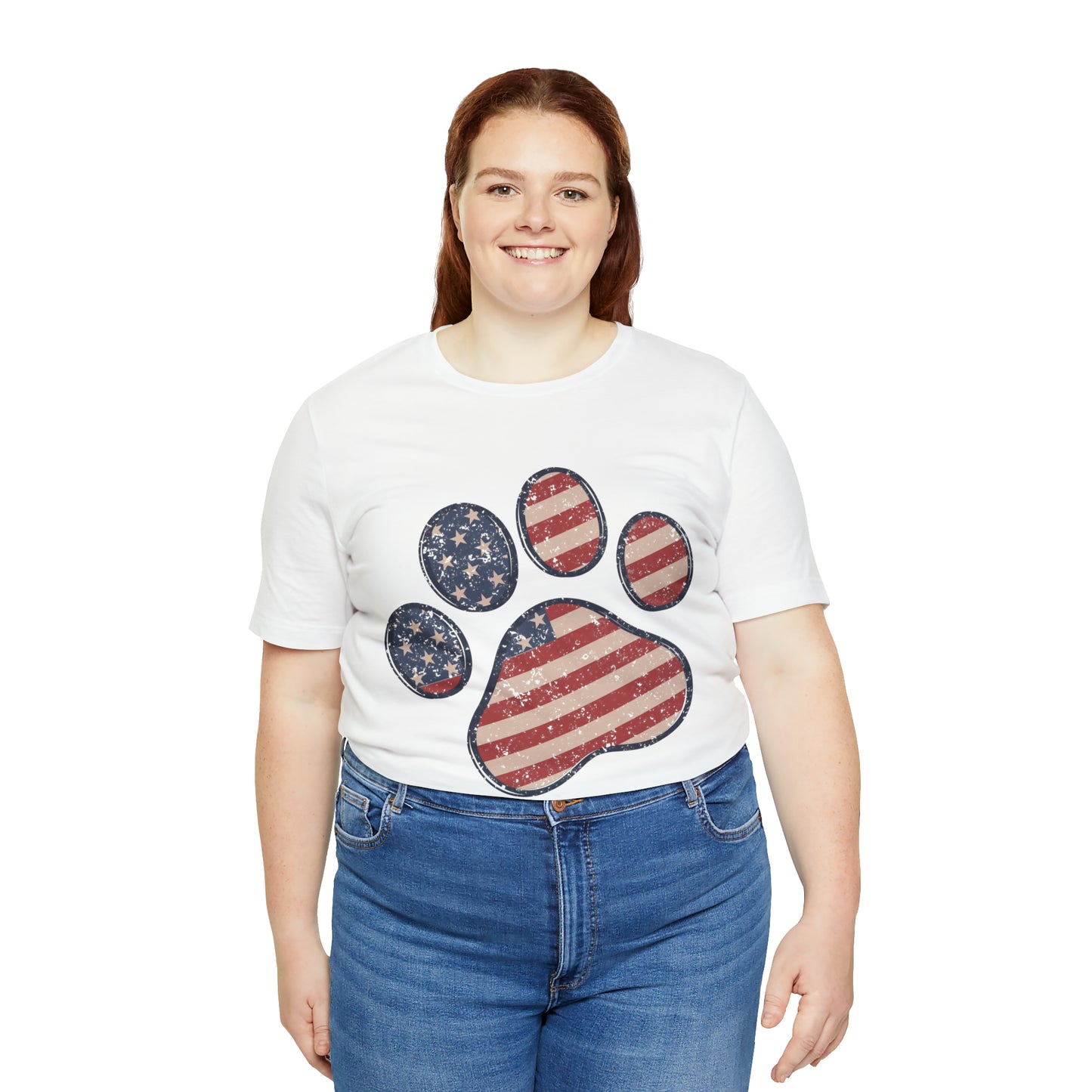 4th of July Pawprint Unisex Jersey Short Sleeve Tee Patriotic American Flag