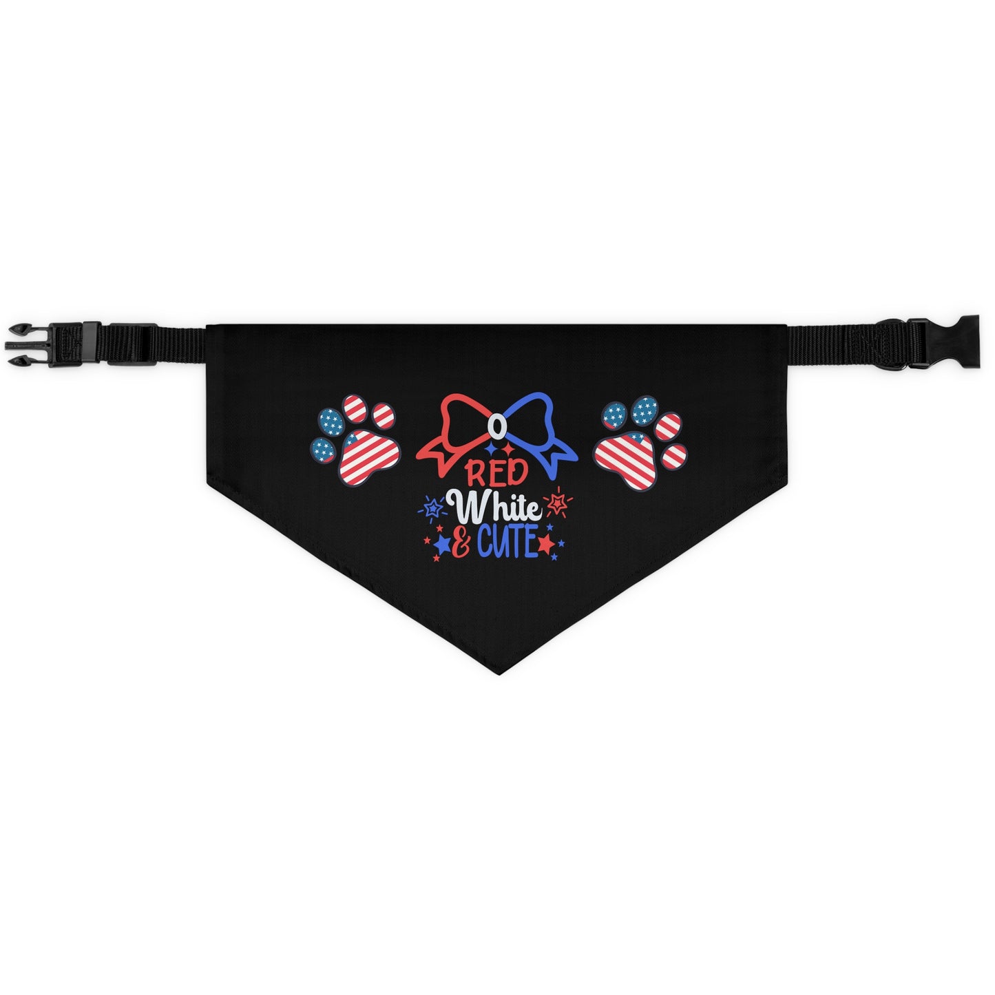 Black Patriotic Pet Bandana Collar Red White and Cute Bow July 4th Patriotic