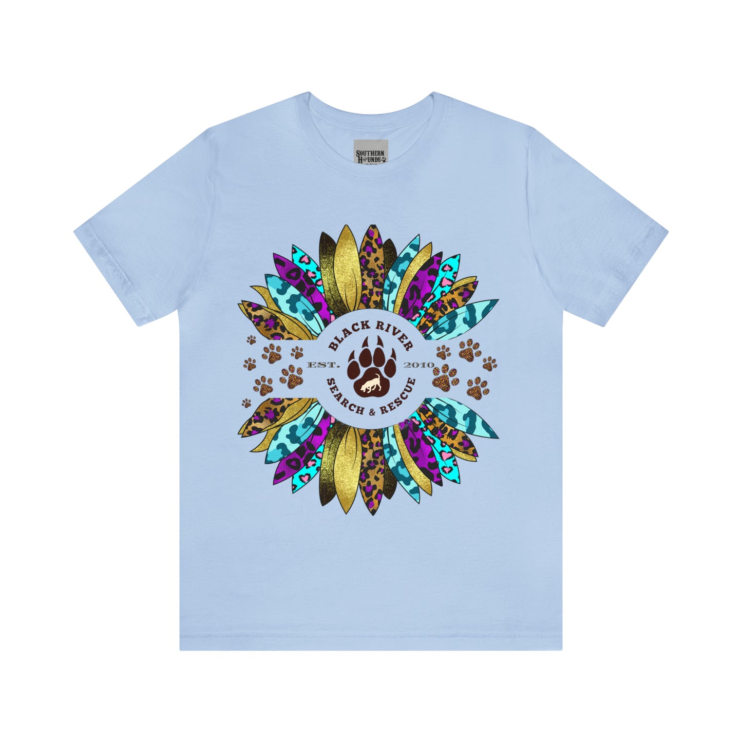 Black River Search & Rescue Logo Multicolor Sunflower Unisex Jersey Short Sleeve Tee