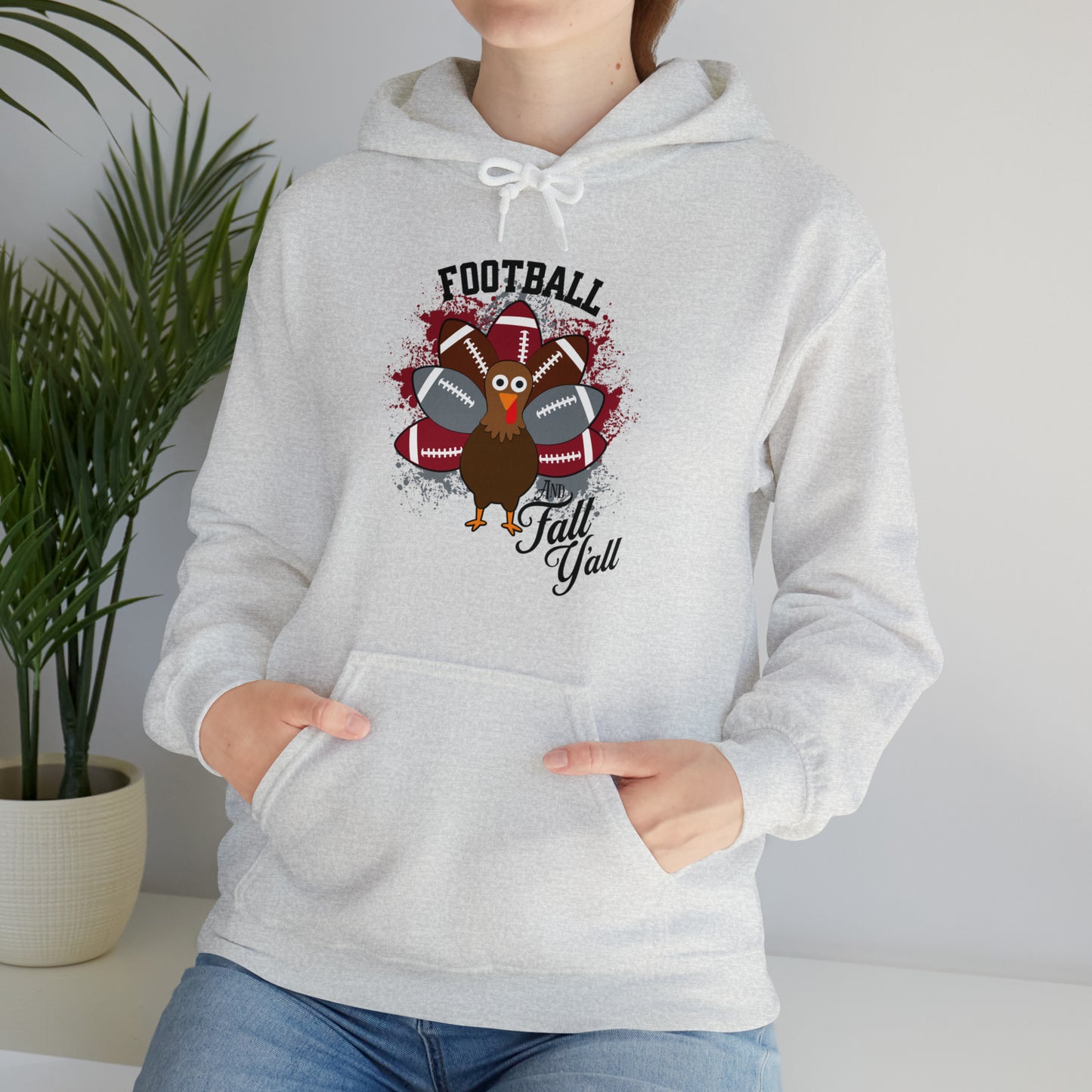 Custom Crimson and Gray Football and Fall Hooded Sweatshirt