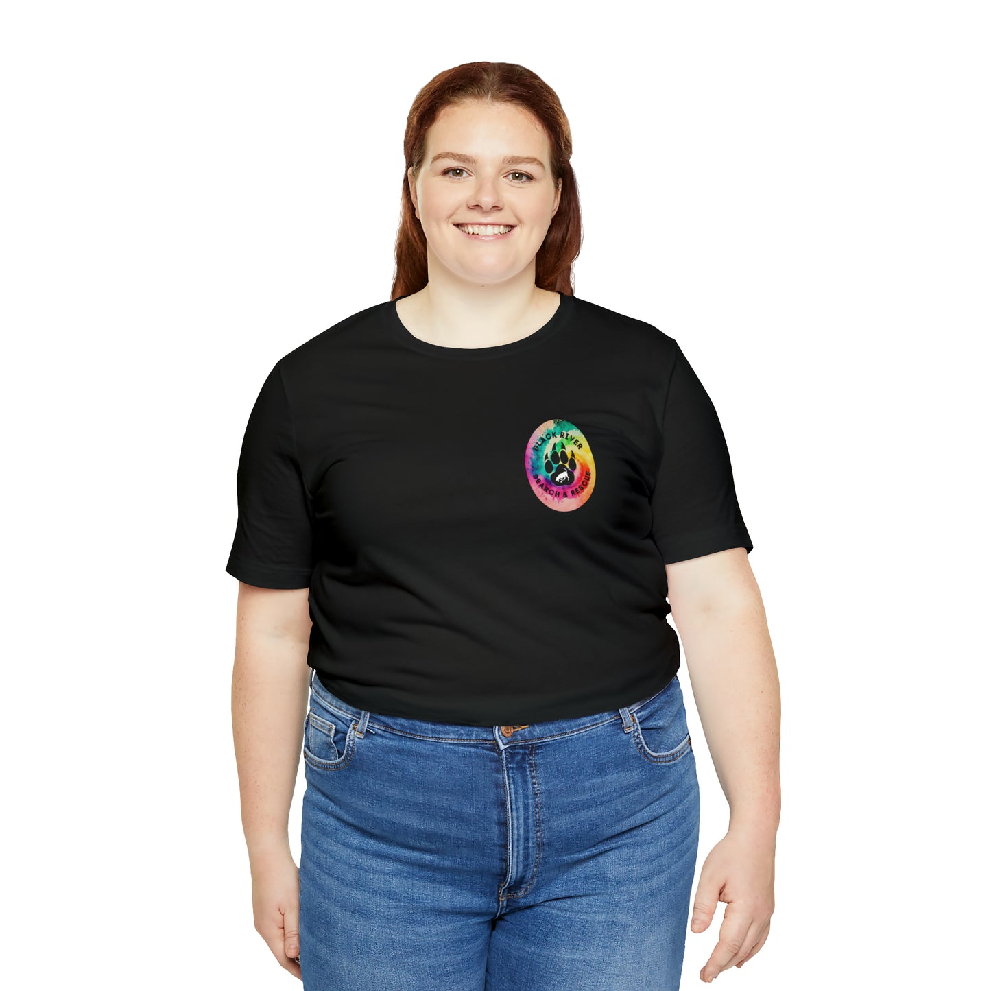 Tie Dye Black River Search & Rescue Logo Unisex Jersey Short Sleeve Tee