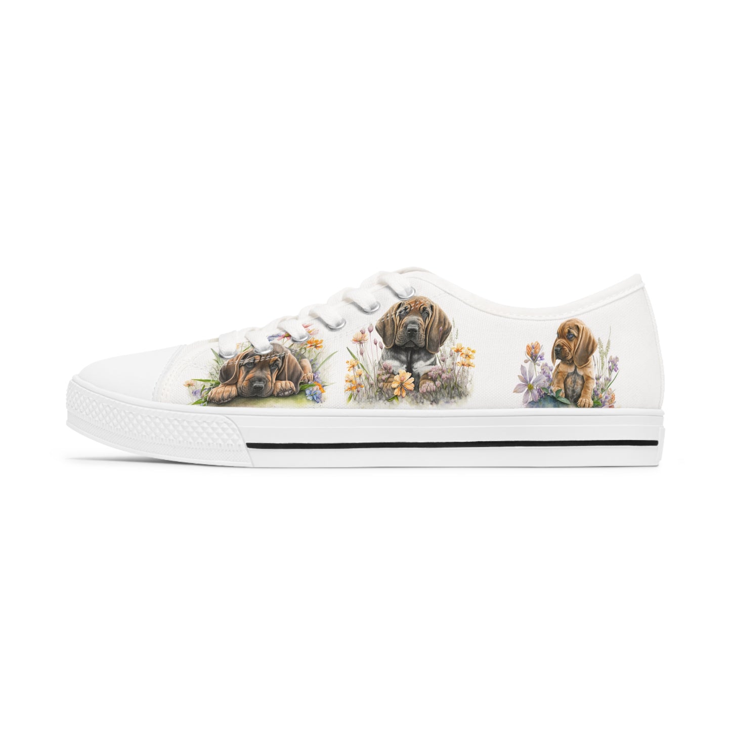 Women's Low Top Sneakers, Bloodhound, Puppy