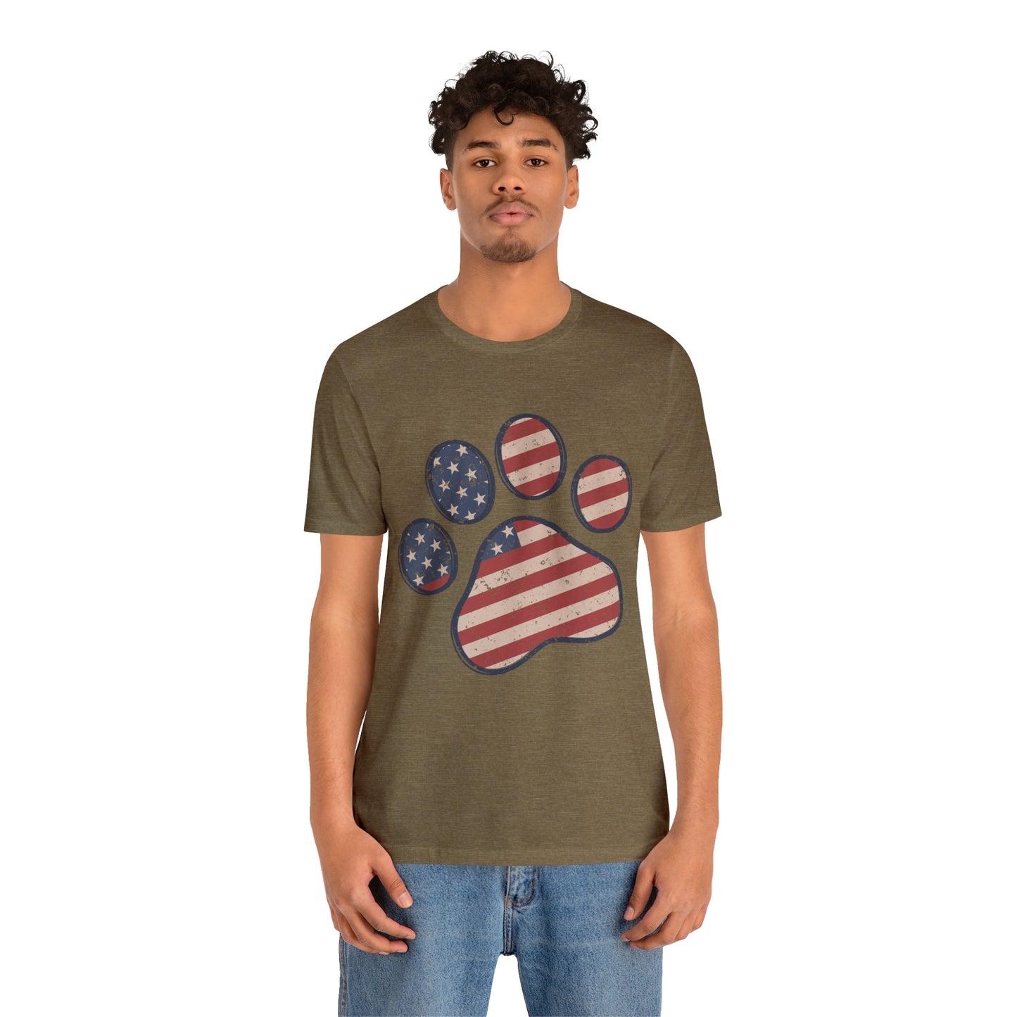 4th of July Pawprint Unisex Jersey Short Sleeve Tee Patriotic American Flag