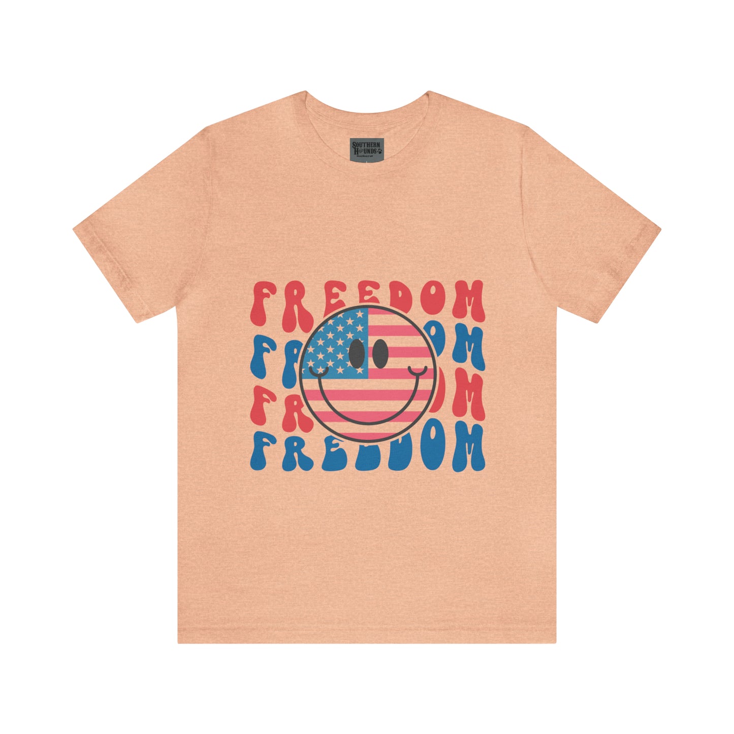 Freedom Smiley Face Flag Unisex Jersey Short Sleeve Tee Patriotic American Flag