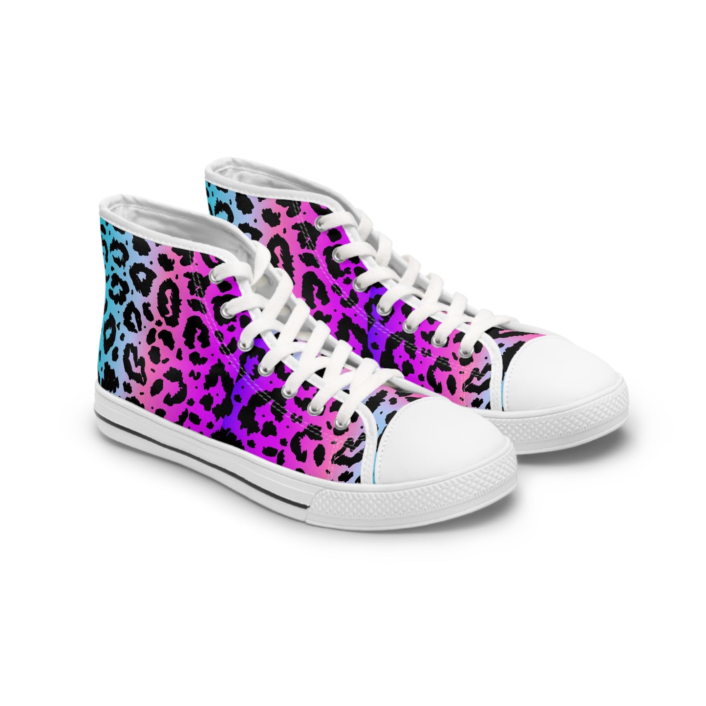 Rainbow Leopard Print Women's High Top Sneakers