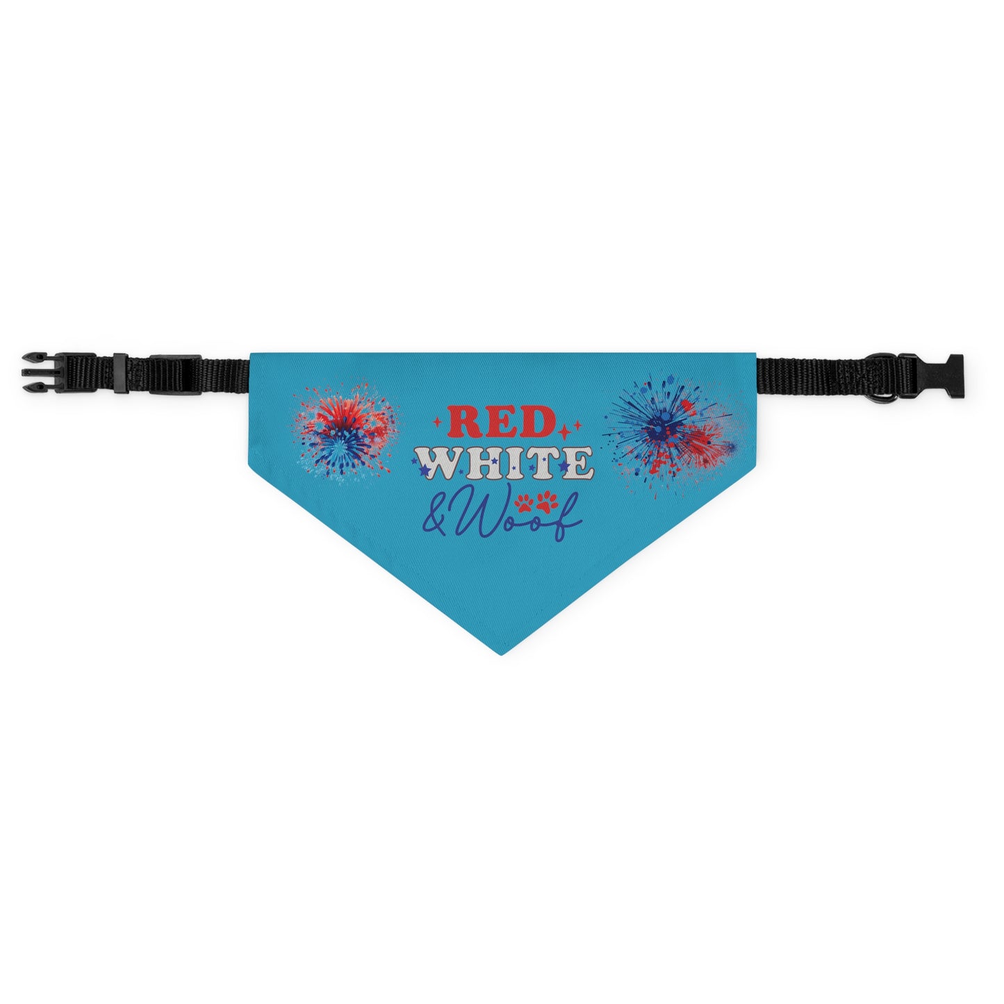 Turquoise 4th of July Patriotic Pet Bandana Collar Red White and Woof