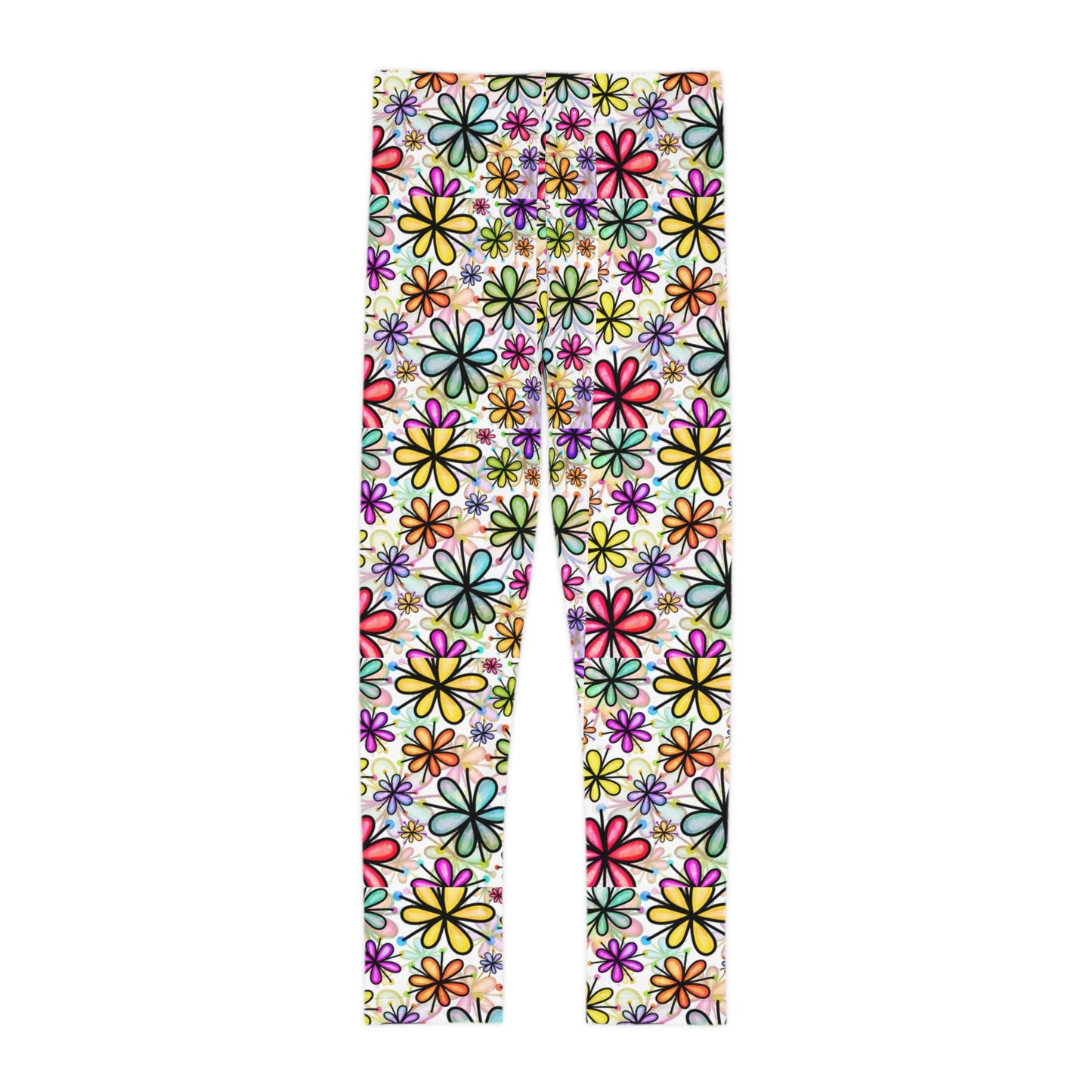 Girl's colorful daisy leggings.