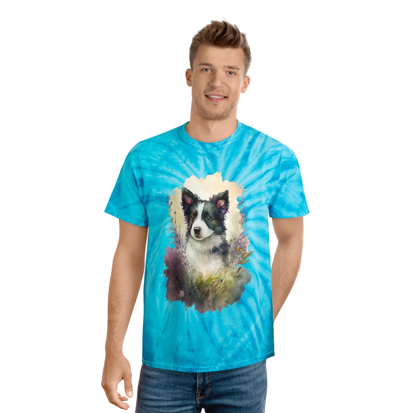 Border Collie pawprint Love Tie-Dye Tee, Cyclone