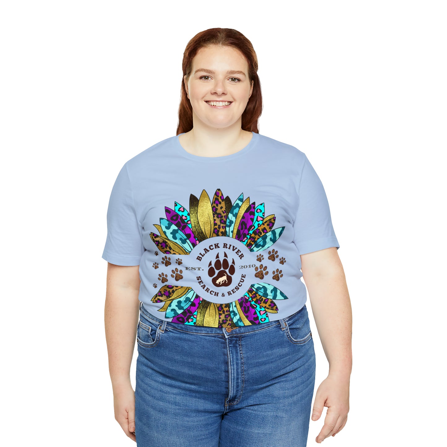 Black River Search & Rescue Logo Multicolor Sunflower Unisex Jersey Short Sleeve Tee