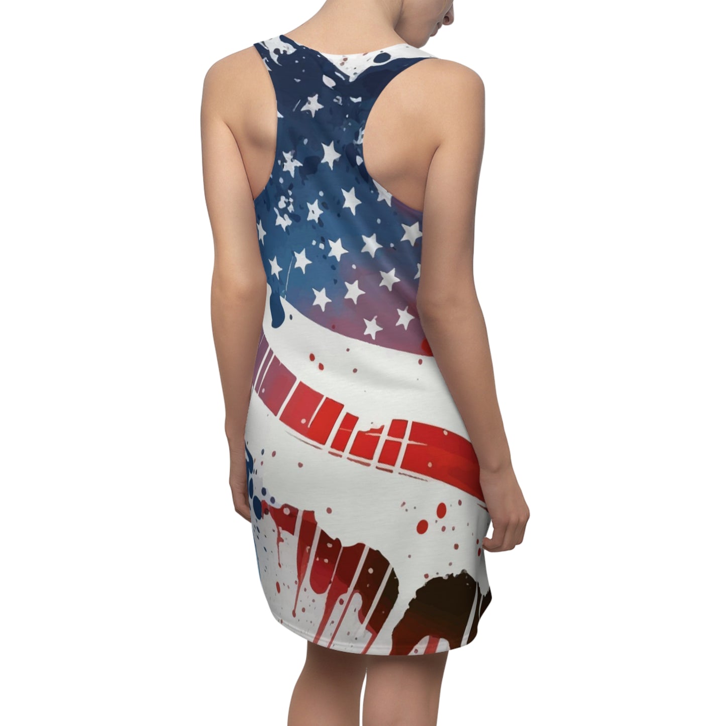 Distressed American flag dress Women's Racerback Dress Patriotic