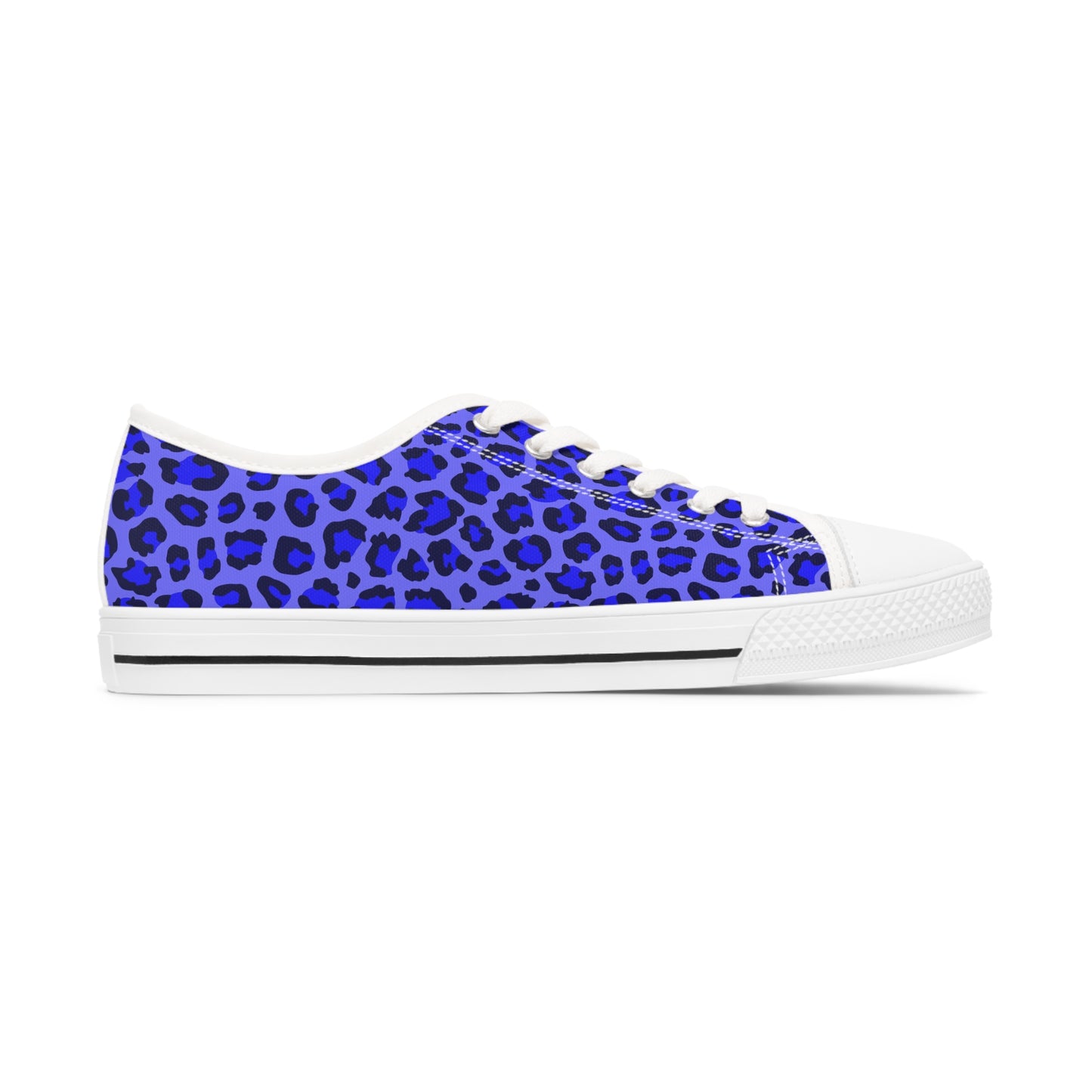 Women's Low Top Sneakers, Blue, Black, leopard