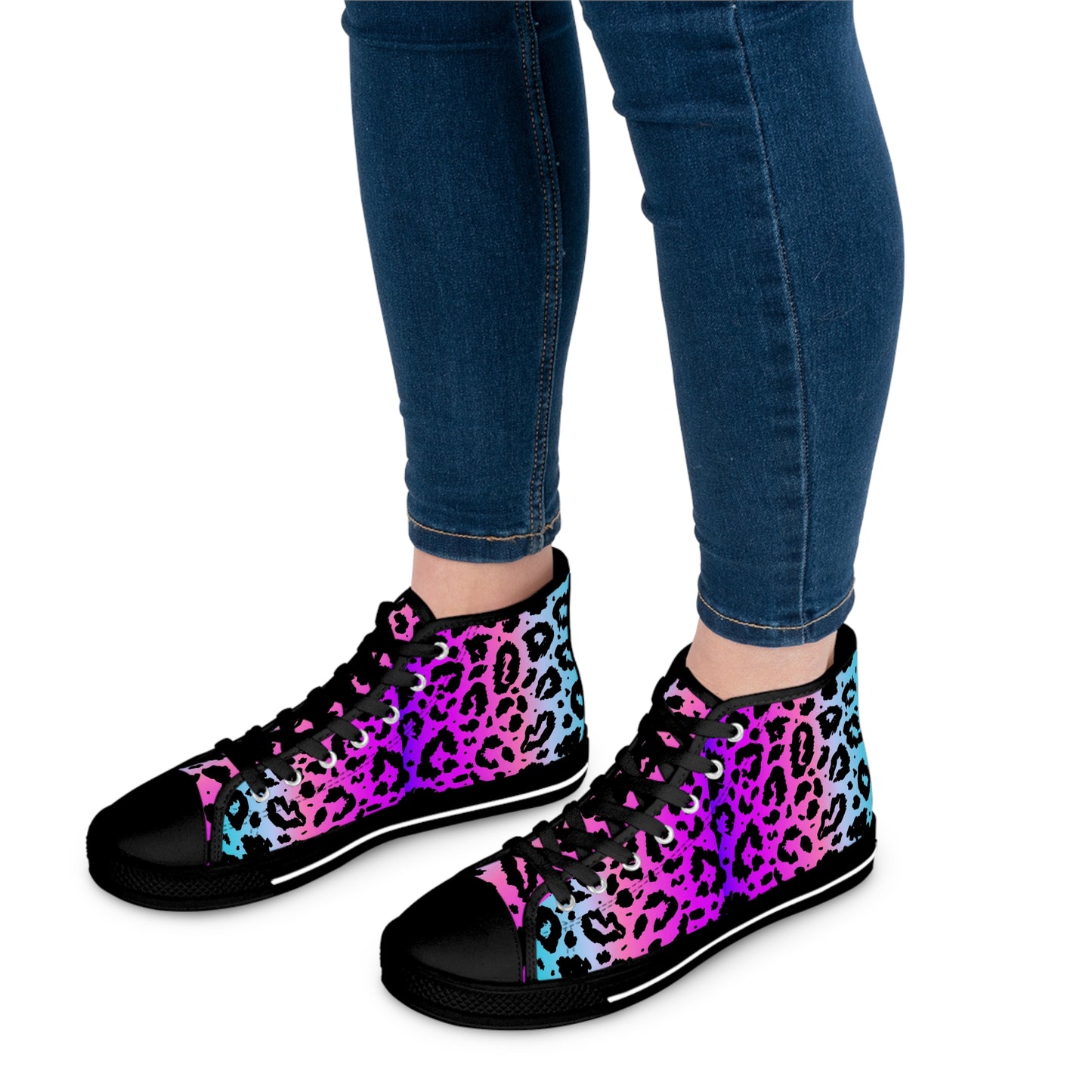 Rainbow Leopard Print Women's High Top Sneakers