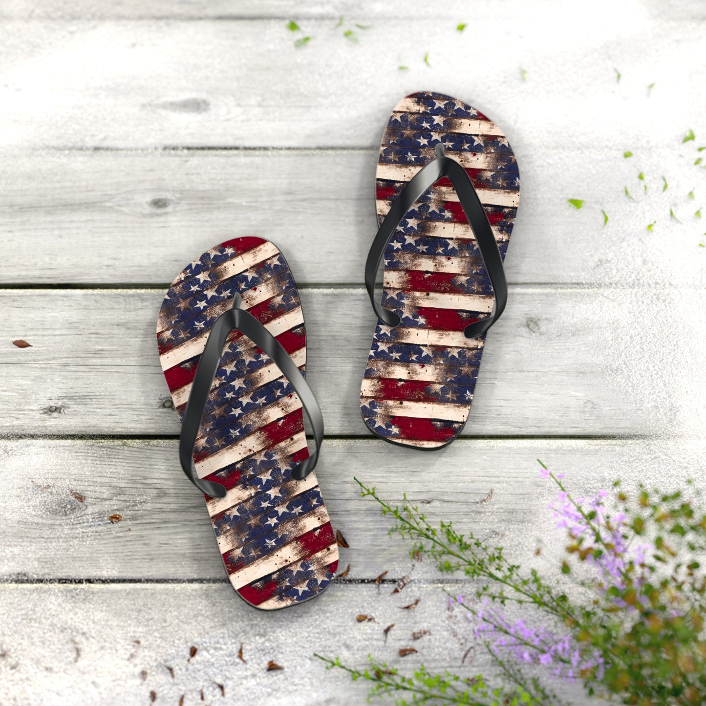 Distressed Retro Flag Flip Flops