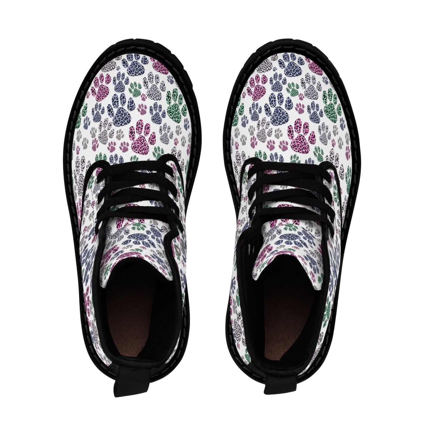 Women's Canvas Boots Leopard paw prints multicolor