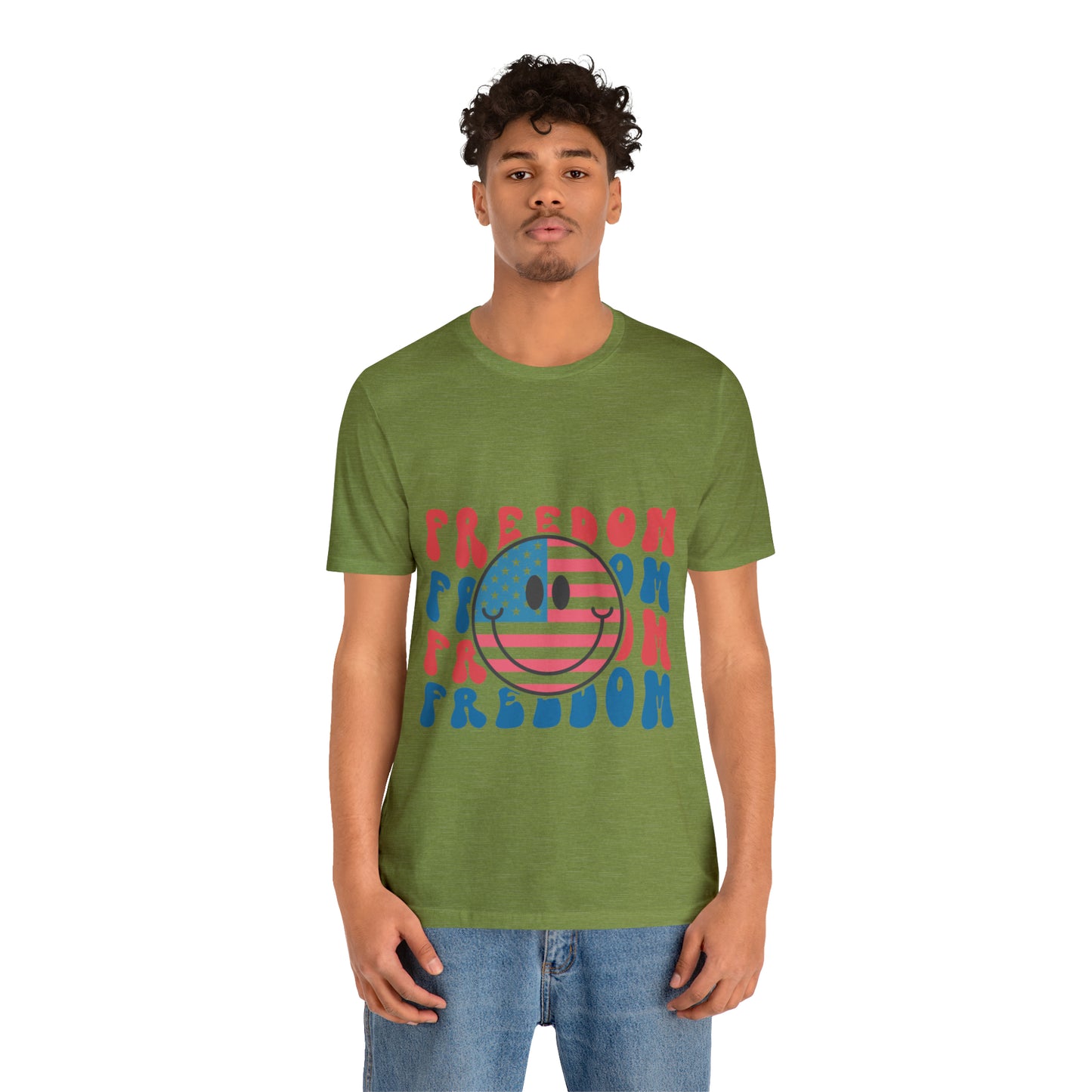 Freedom Smiley Face Flag Unisex Jersey Short Sleeve Tee Patriotic American Flag