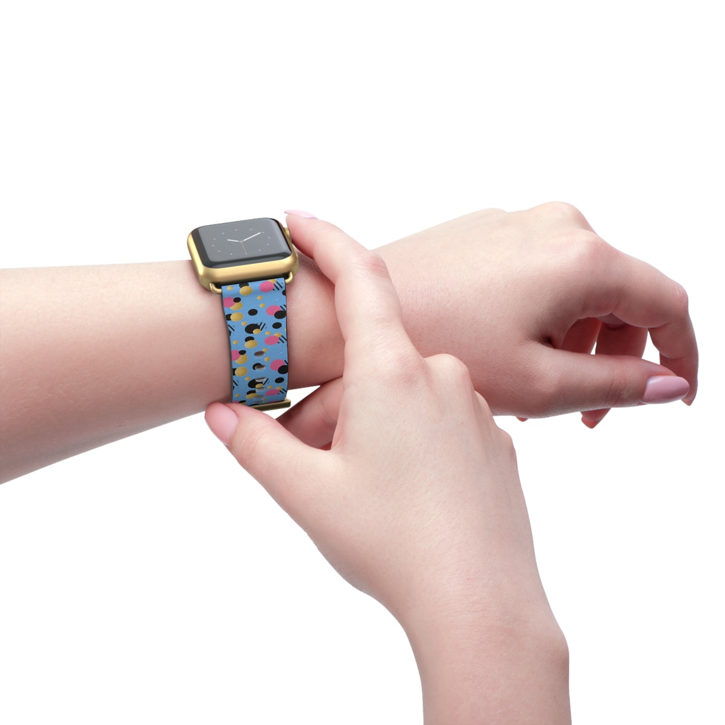 Pink Black Gold Polka Dot light Blue Apple Watch Band
