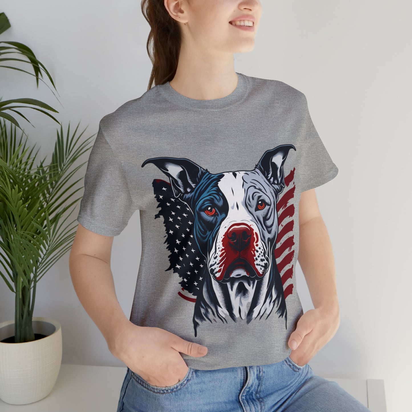 Pit bull 4th of July Unisex Jersey Short Sleeve Tee Patriotic