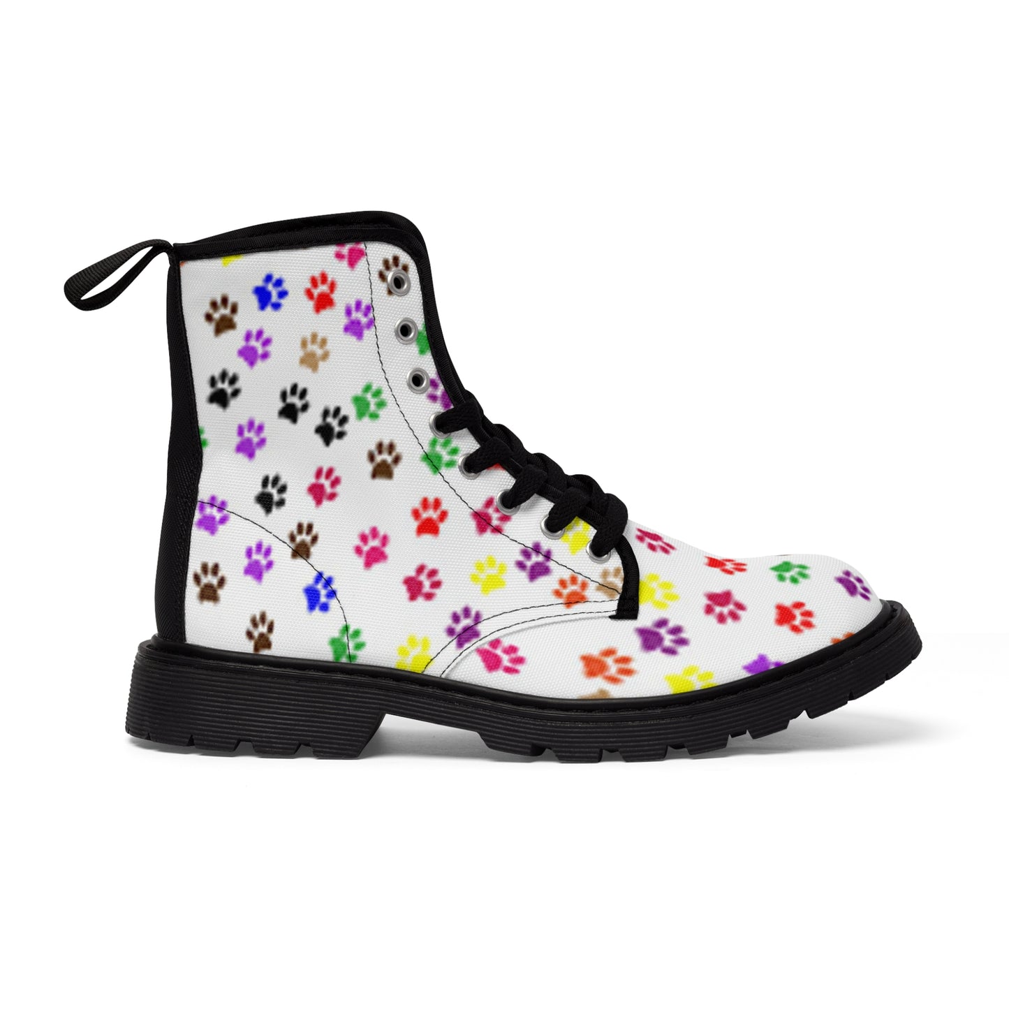 Women's Canvas Boots, Pawprints, Multi-color, Dog, Cat