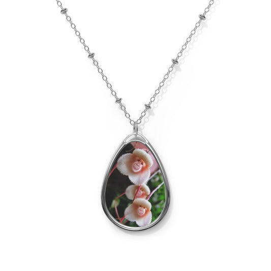 Fun Monkey Orchids Oval Necklace