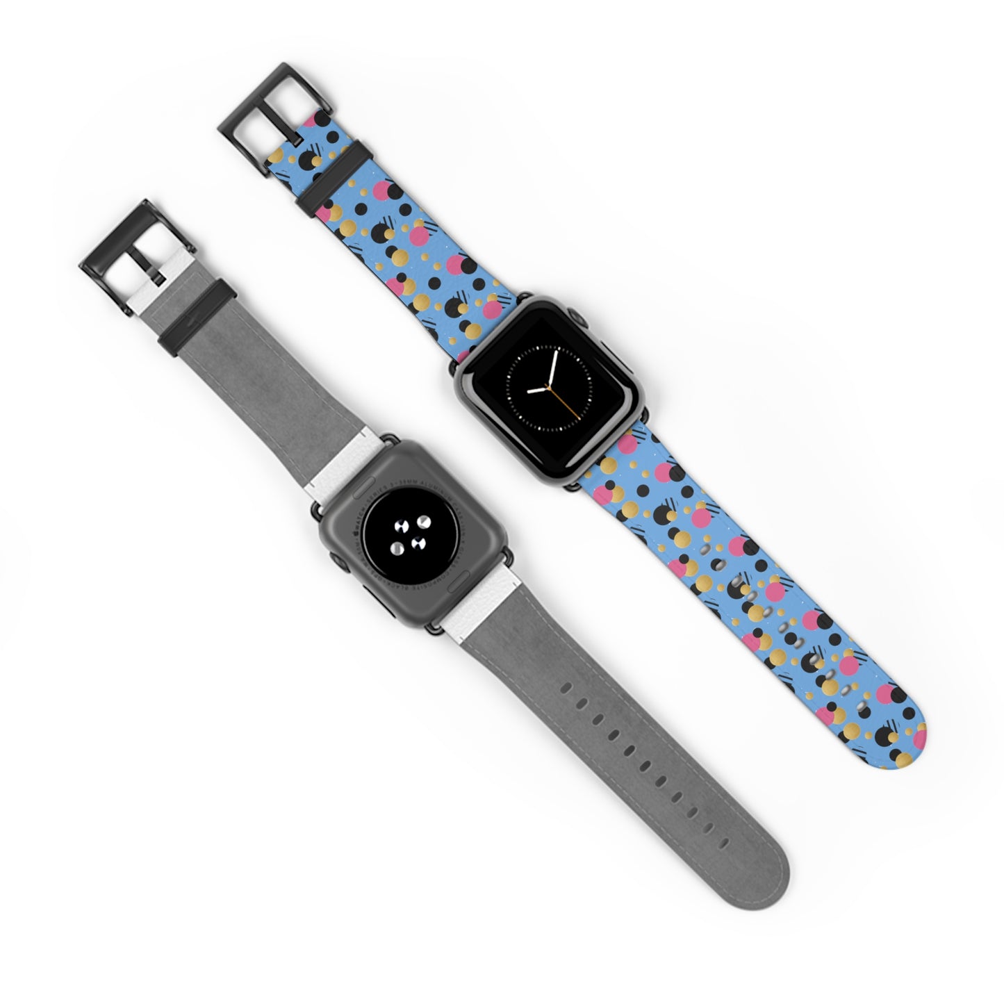 Pink Black Gold Polka Dot light Blue Apple Watch Band