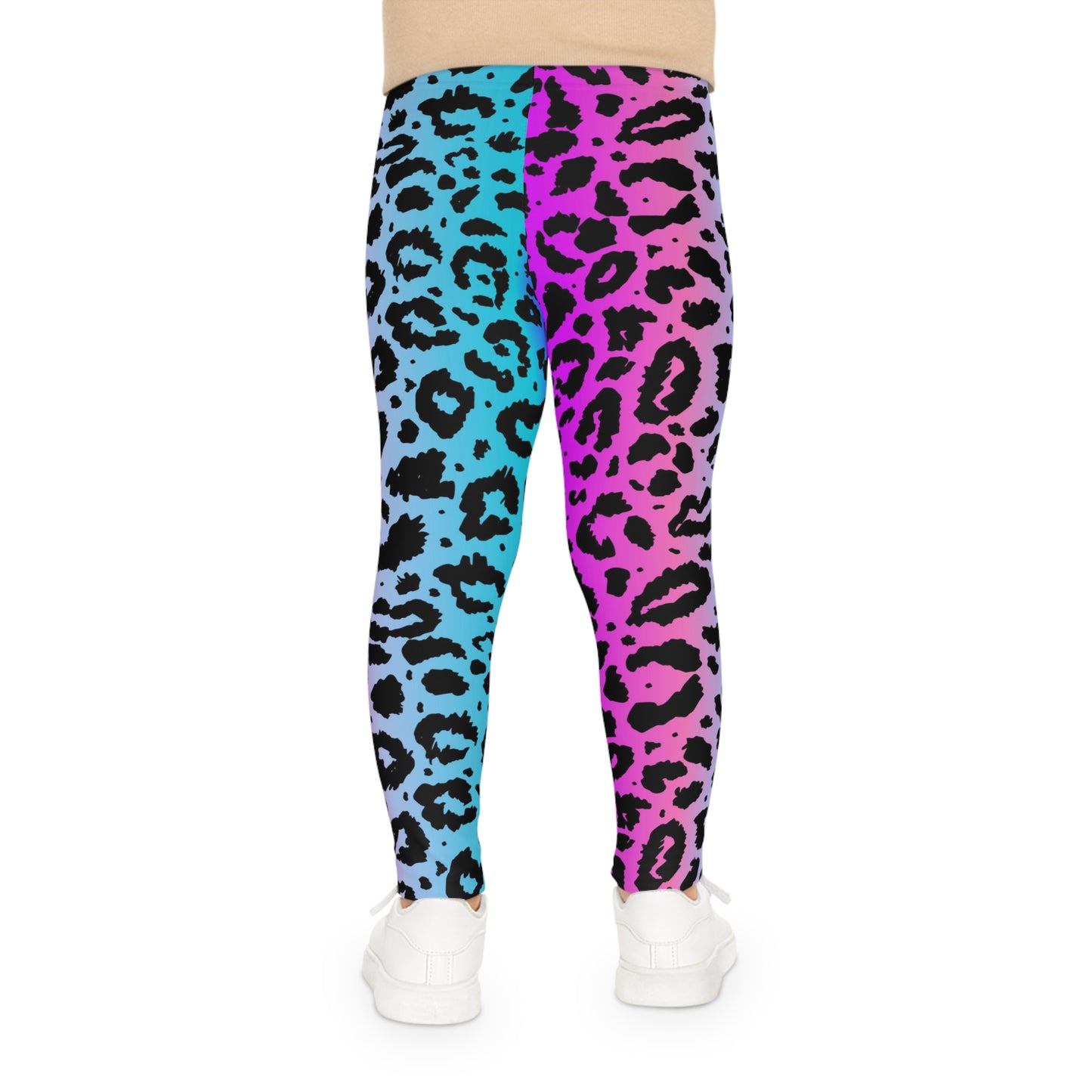 Pink and Blue Leopard Print Kids Leggings