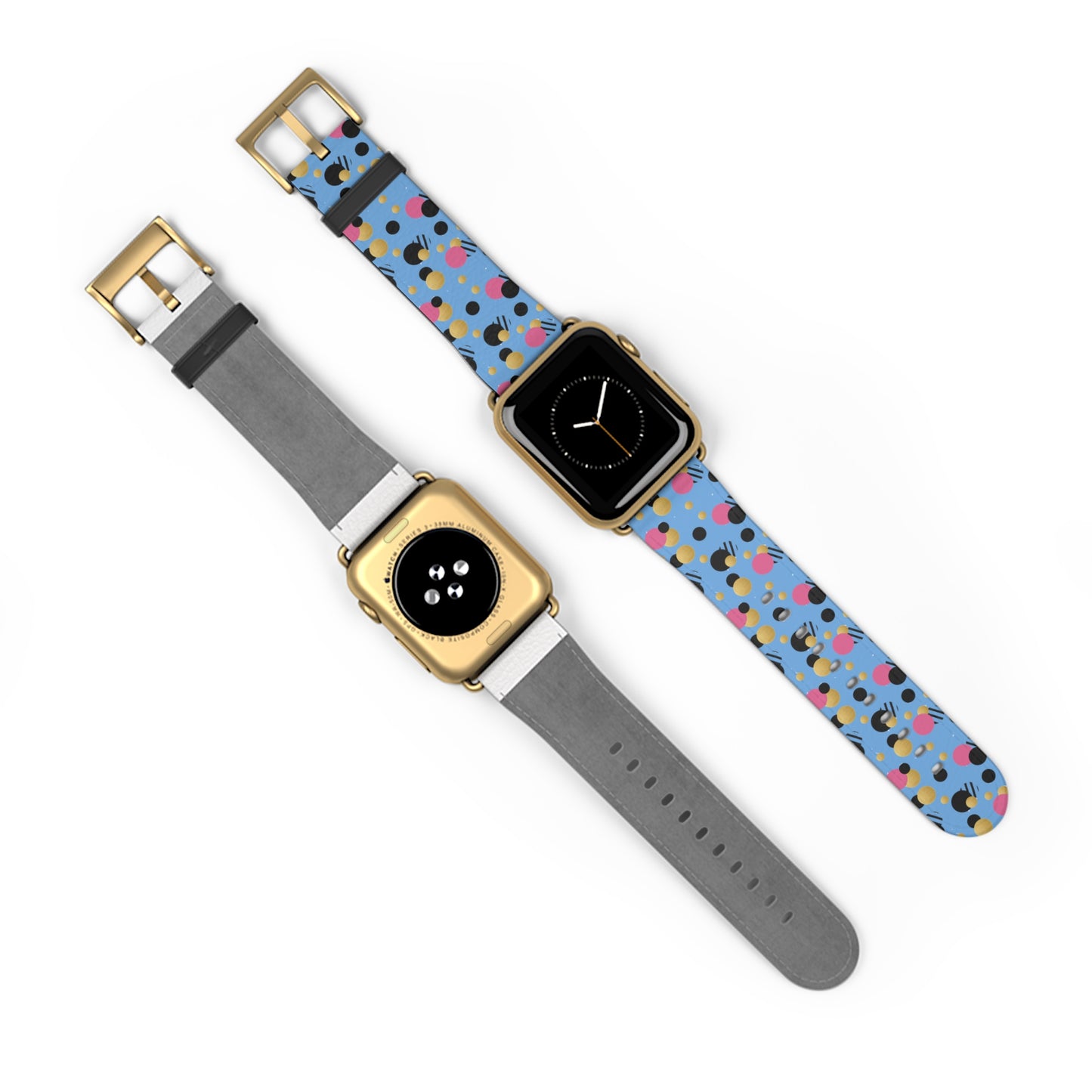 Pink Black Gold Polka Dot light Blue Apple Watch Band