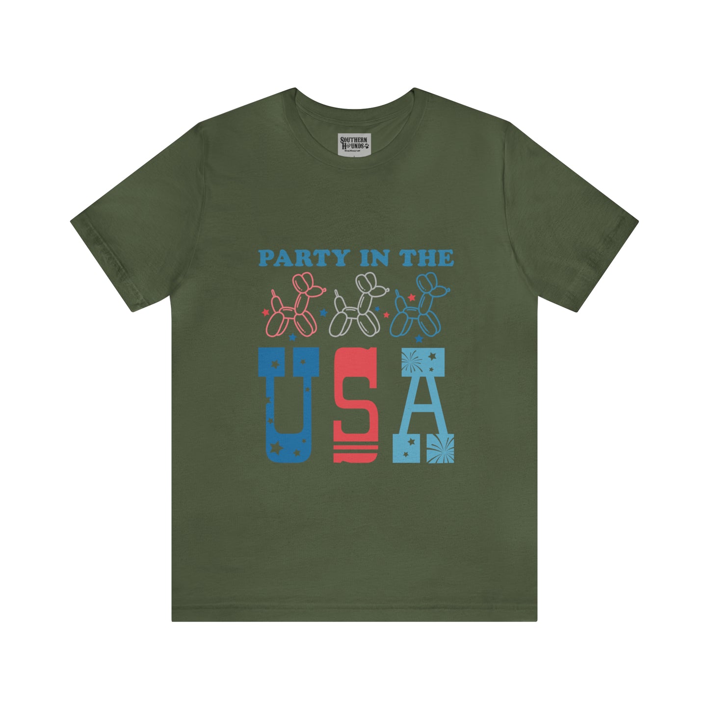 4th of July Party in the USA Unisex Jersey Short Sleeve Tee Patriotic American Flag Retro