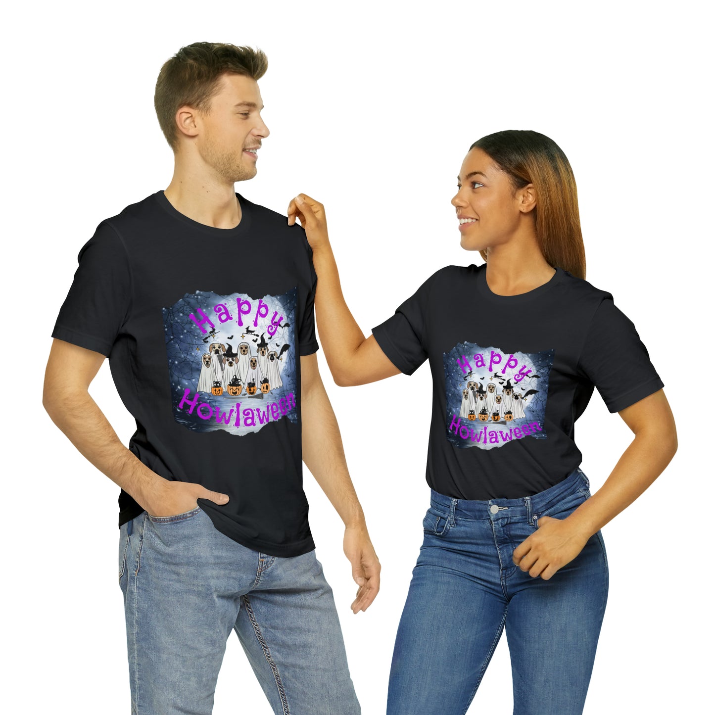 Happy Howlaween Dog Purple Short Sleeve Tee, Halloween shirt