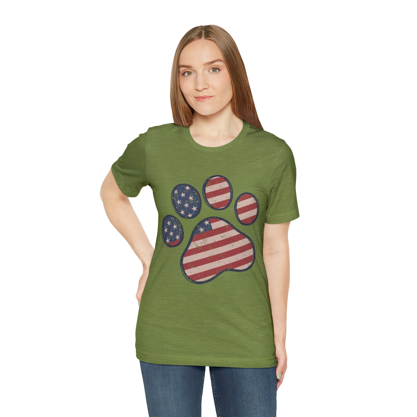 4th of July Pawprint Unisex Jersey Short Sleeve Tee Patriotic American Flag