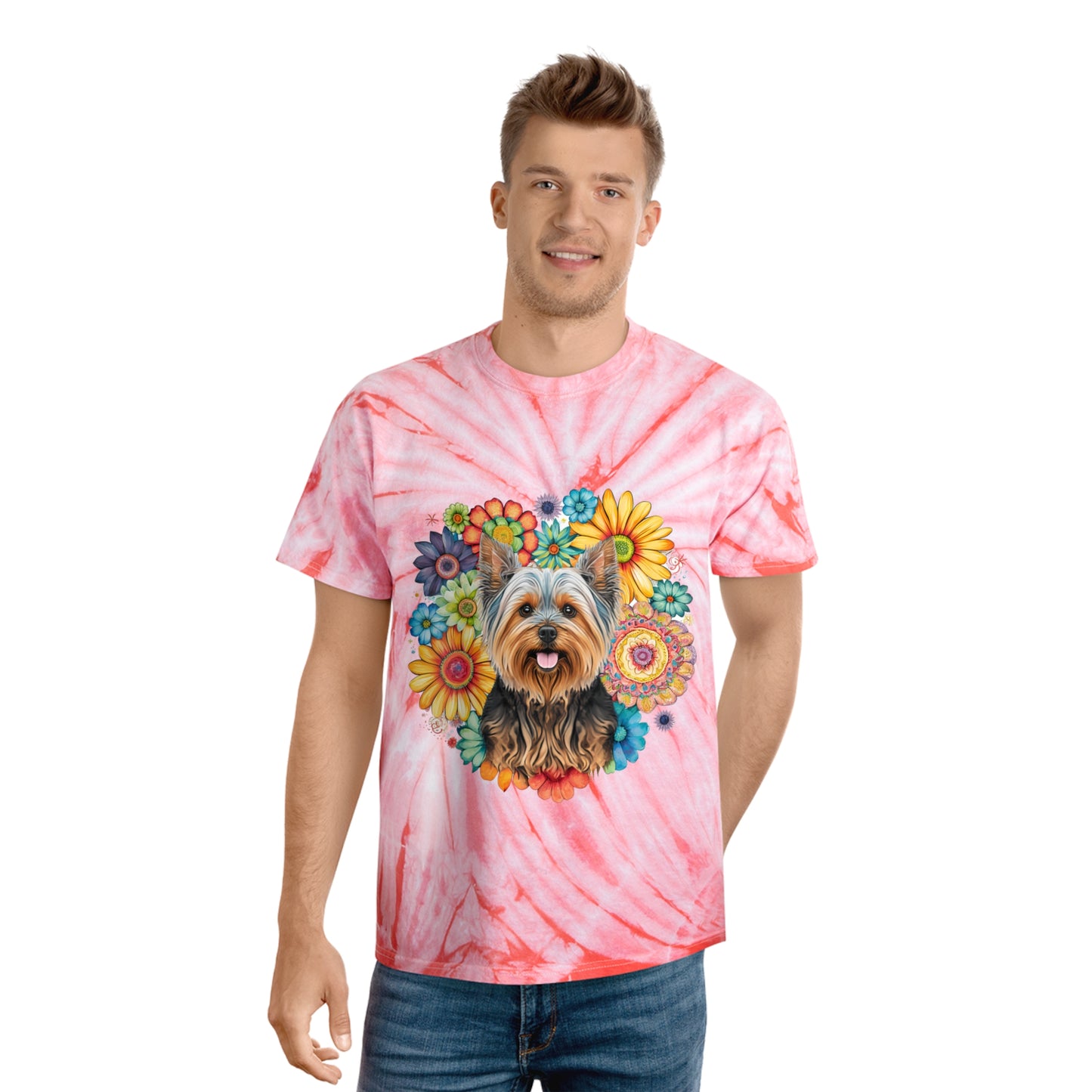 Yorkie pawprint Love Tie-Dye Tee, Cyclone