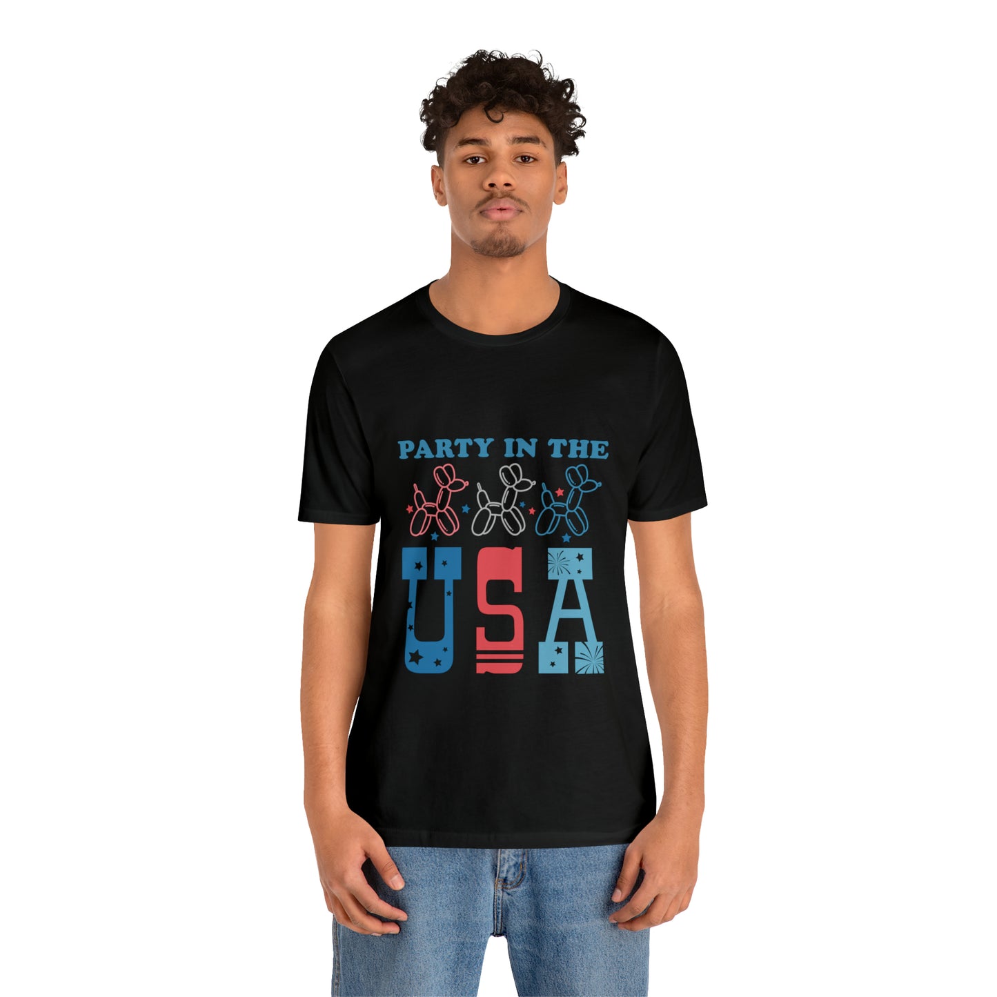 4th of July Party in the USA Unisex Jersey Short Sleeve Tee Patriotic American Flag Retro