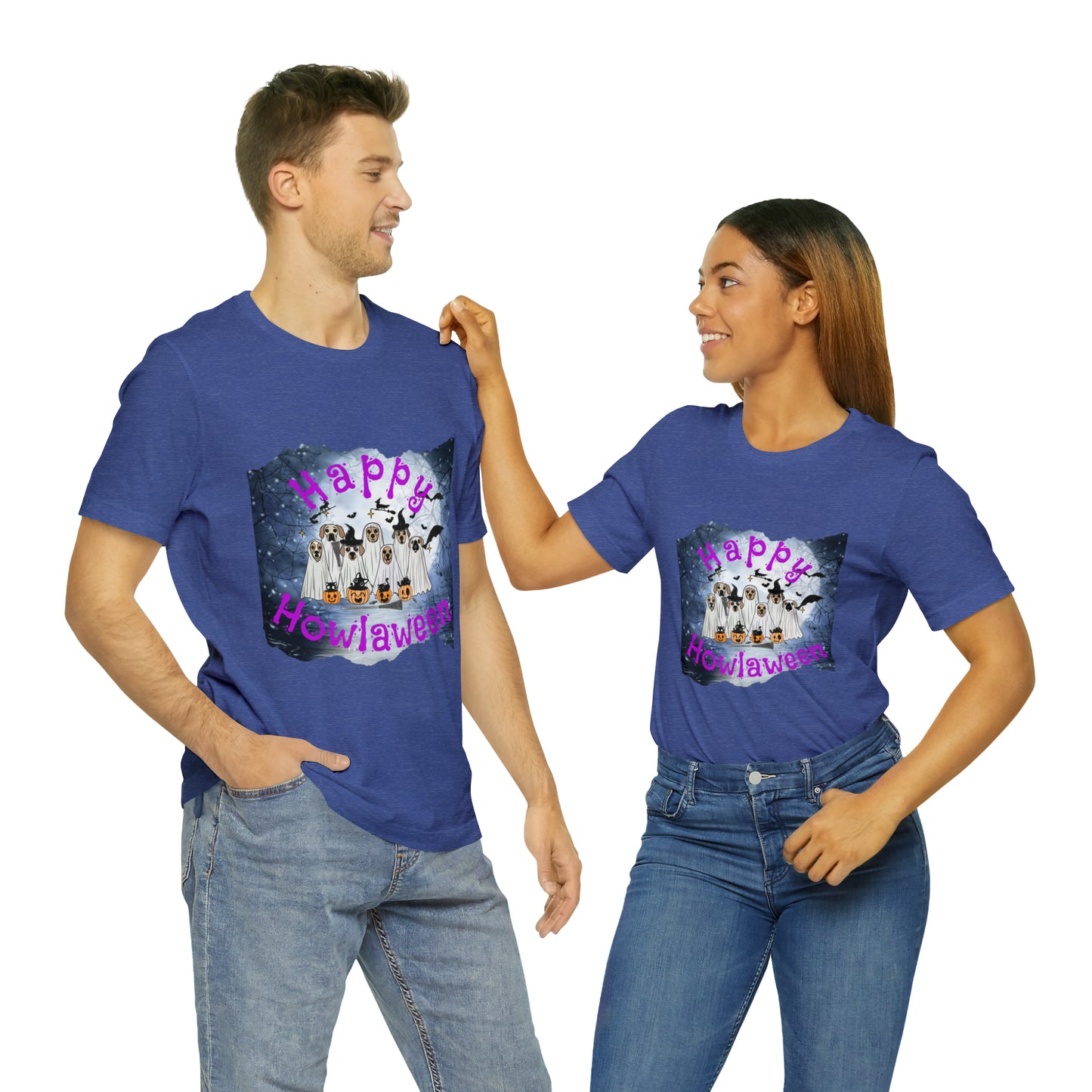 Happy Howlaween Dog Purple Short Sleeve Tee, Halloween shirt