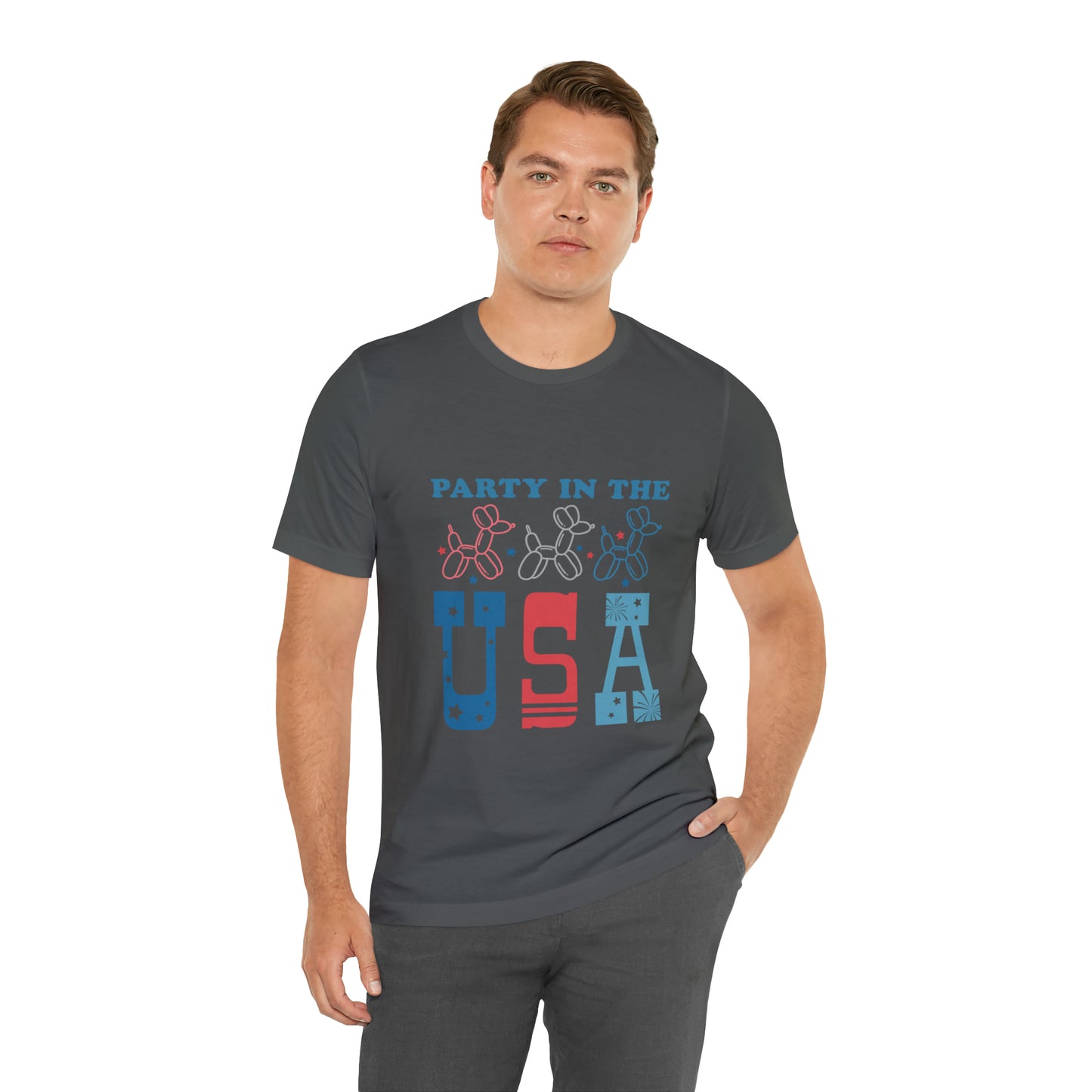 4th of July Party in the USA Unisex Jersey Short Sleeve Tee Patriotic American Flag Retro