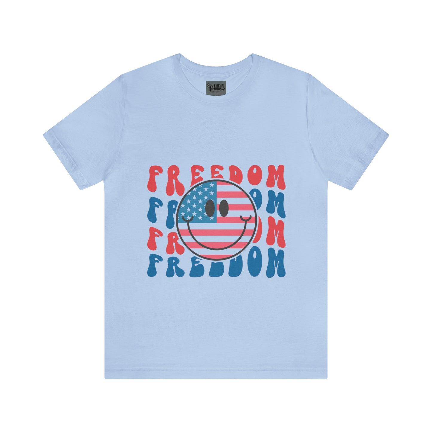 Freedom Smiley Face Flag Unisex Jersey Short Sleeve Tee Patriotic American Flag